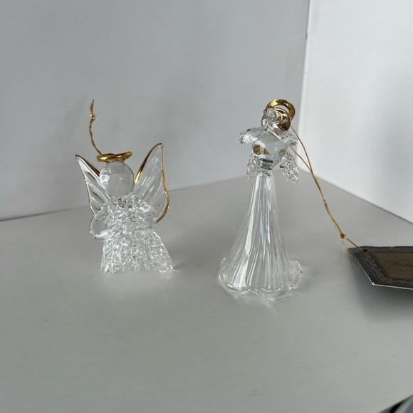 Angel glass ornaments. Lot of 2. Vintage, granny core, glass w/gold tone accents - Picture 1 of 14
